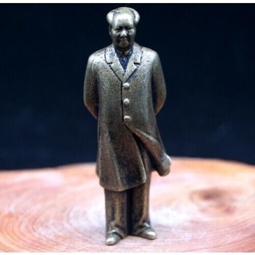 Old Chinese Rare Collectible Brass Handwork Chinese Leader Mao Zedong Statue