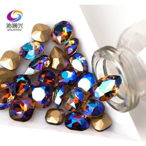 Super beauty A shallow smoke paradise color K9 Glass crystal 3D nail art stone,pointback Rhinstones for diy 50pcs/lot