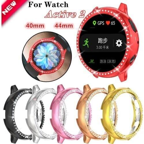 Diamond Thin PC Cover for Samsung Galaxy Watch Active 2 Case 40mm 44mm For iwatch Active1 40mm Bumper Women Shiny Shell