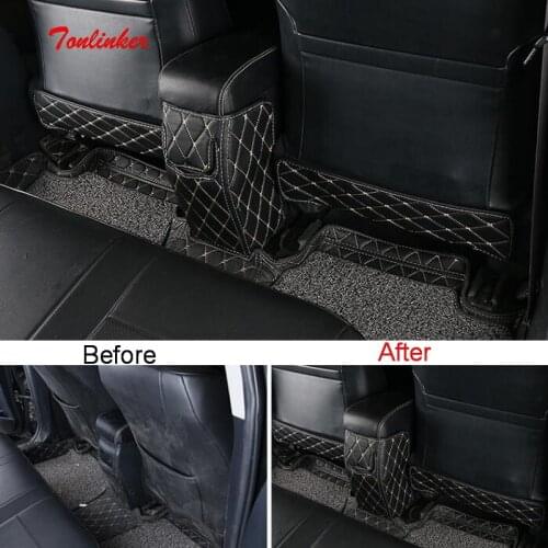 Tonlinker Seat back Anti-dirty pad Cover Stickers For TOYOTA Corolla/Altis 2014-18 Car Styling 1-2 PCS PU Leather Cover stickers