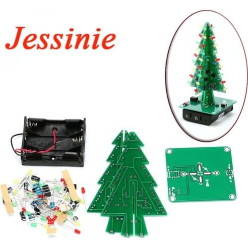1 pc Three-Dimensional 3D Christmas Tree LED DIY Kit Red/Green/Yellow LED Flash Circuit Kit Electronic Fun Suite Christmas Gift
