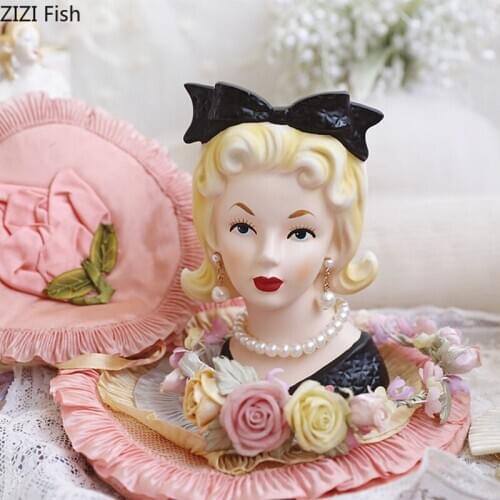 RESIN VASE PEARL HUMAN HEAD EUROPEAN CLASSICAL BEAUTY SIMULATION CHARACTERS VASES STORAGE ORNAMENT DESKTOP DECOR HOME DECORATION