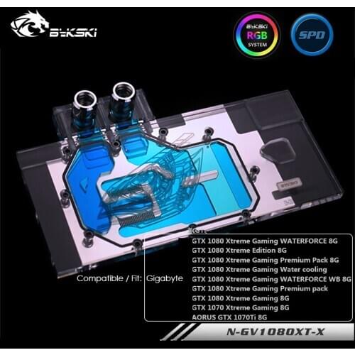 BYKSKI Gpu Water Block use for GIGABYTE GTX1080 Xtreme GAMING/N-GV1080XT-X/GTX1070 Xtreme/GTX1070Ti /Full Cover Copper Block RGB