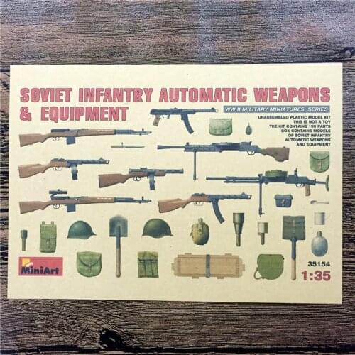 XQ-096 Vintage kraft paper "soviet infantry weapons" pictures for wall poster home decor cafe bar decorative painting 42x30 cm