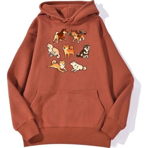 Shiba Inu Cute Cartoons Printed Hoodies Women Autumn Fleece Streetwear Hip Hop Street Sweatshirt Fashion Warm Hoodie Female