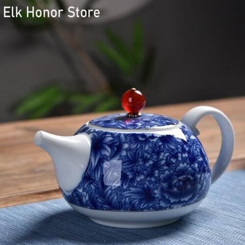 200ml Blue And White Pottery Teapots Hand Painted The Beauty Facebook Teapot The Spherical Filter Kettle Boutique Teaware Gift