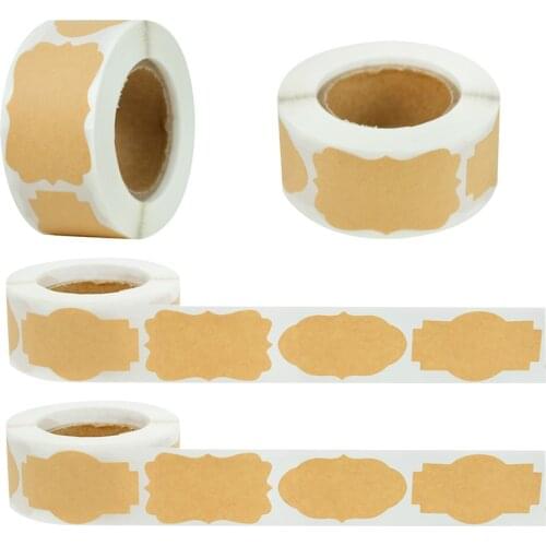 300PCS DIY Blank Kraft Paper Label Sticker For Assorted Container Jars Bottle Mark Journal Stationery Writing Tag Stickers