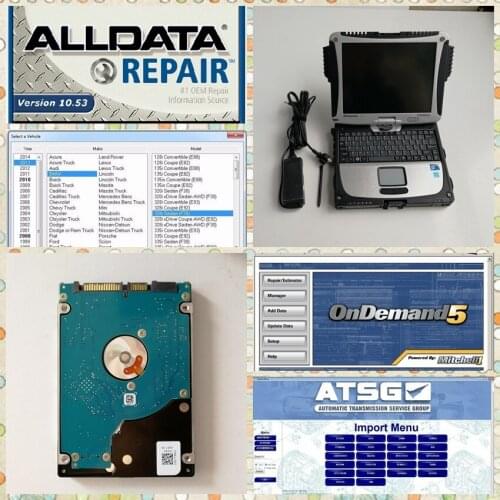 Alldata 10.53 M.itchell ondemand 2015 ATSG 2012 installed well on used laptop Toughbook CF-19 4G with 1TB Internal HDD hard-disk