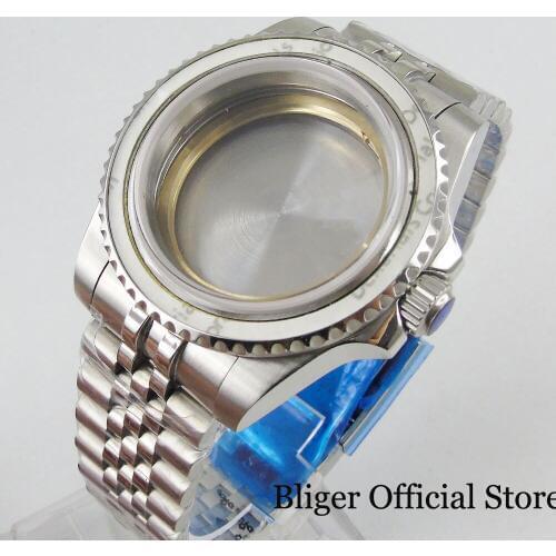 Watch Case Stainless Steel 40mm Size Without Magnifier + Jubilee Strap Fit ETA 2836 MIYOTA Movement