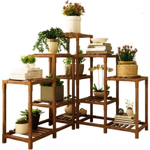 Wood Flower Airs Household A Living Room Shelf Multi-storey Indoor Green Radish Meat Landing Type Potted Plant Flowerpot Frame