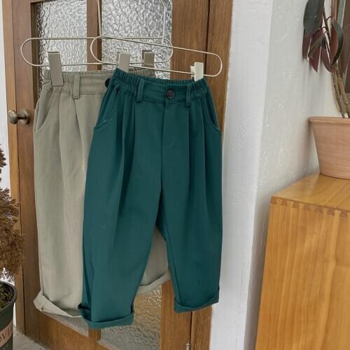 Childrens Trousers 2021 Spring New Korean Baby Girl Korean Style Retro Casual Pants Fashion Solid Ltrousers Kids Loose Pants