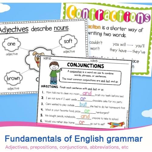 Children Learning English Language Arts Workbook 1st Grade Writing and Grammar for Beginners Practice Homeschool Worksheet