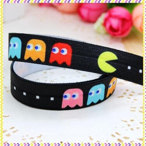 DHK 5/8'' 5yards Fold Over Elastic FOE game printed headband headwear hair band diy decoration OEM Wholesale C436