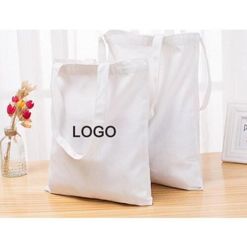 Custom Logo Cotton Canvas Bags Eco-Friendly Recyclable Canvas Women Students Linen Natural Shoulder Bag Clothes Storegae Bag