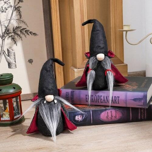 Halloween Handmade Tomte Toy Swedish Gnomes Ornaments with Witch Cloak Hat Christmas Doll Decor For Home