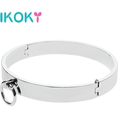 IKOKY Roleplay Stainless Steel SM Bondage Sex Toys for Couples Sex Neck Collar Adult Games Slave Restraints for Men