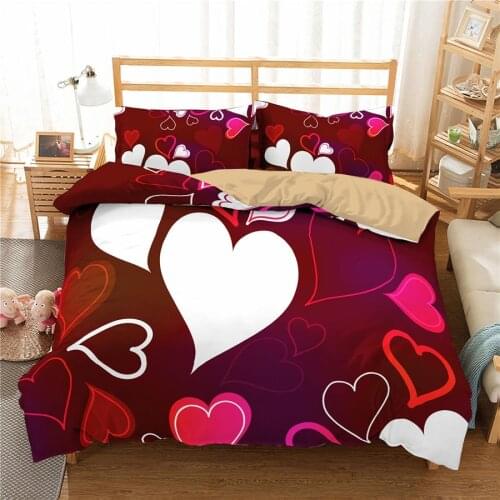 WOSRAT Fashion style love heart duvet cover pillowcase home bedding set twin full queen king size quilt cover set bedclothes