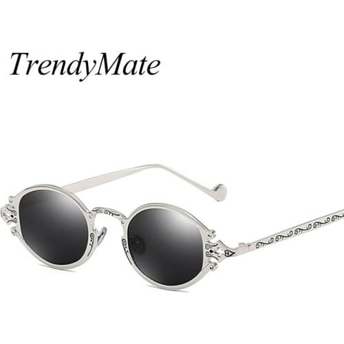 Retro Steampunk Circle Vintage Round Sunglasses Women Men Punk Style Sunglass Metal Frame Black Sun Glasses Male UV400 5377