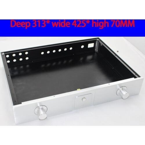 KYYSLB 313*425*70MM WA1 All Aluminum Preamp Amplifier Chassis Box House DIY Enclosure with Feet Knob Amplifier Case Shell