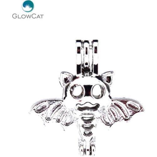 L505 5pcs/Lot Bat Wing Shaped Necklace Pendant Locket Fairytale Party Essential Oil Diffuser Jewelry Charm