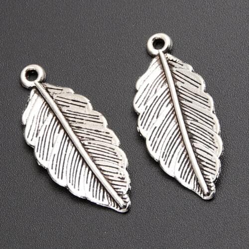 30pcs Silver Color delicacy leaves Charm Pendant DIY Necklace Jewelry Findings 13x31mm A1370