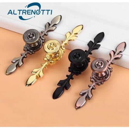 Furniture Drawer Cabinet Handle Zinc Alloy Metal Kitchen Cupboard Door Pull For Home Wardrobe Dresser Vintage Flower Hardware