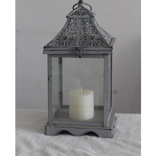 Metal & Glass Mini Square Base Tea Light Lantern Metal Candleholder for Indoor Outdoor, Events, Parities and Weddings