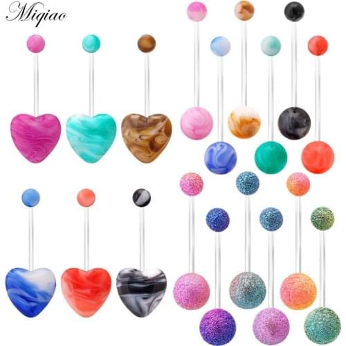 Miqiao 1pcs New Product Wild Sweet Love Ball Belly Button Ring Human Body Piercing Jewelry