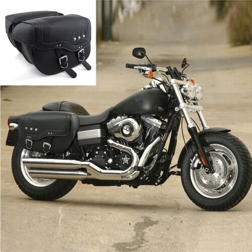 Motorcycle Saddlebag Leather Waterproof Luggage Bags For Sportster XL883 For Triumph Rocket Roadster For Kawasaki Vulcan