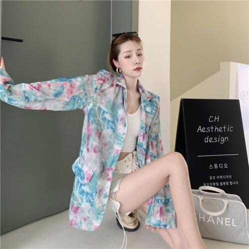 2021 New Spring Summer Fashion Women Slim Blazer Elegant Printed Jacket Chic Long-Sleeved Thin Section Coat Suits Top