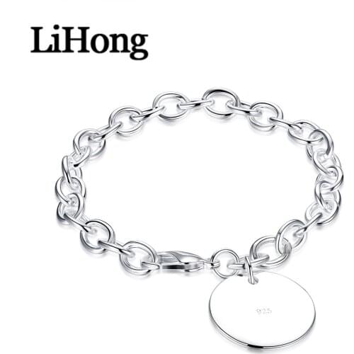 New Style 925 Sterling Silver Round Jewelry Bracelet Round Pendant Bracelet Lobster Clasp For Feminine Charm Wedding Engagement