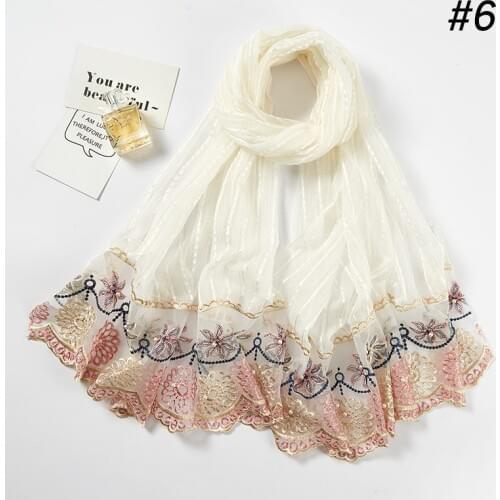 New Lace Pearl Ladies Scarf Women Scarf shawls hijab muslim wrap headband Fashion Ethnic Scarf