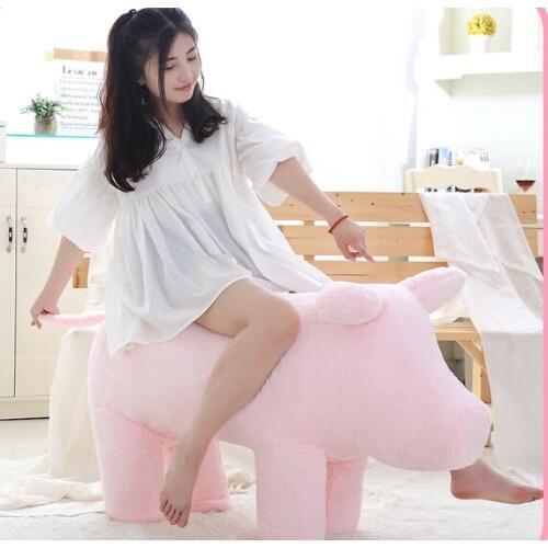 Stuffed toy huge 110x55x40cm pink pig plush toy creative plush seat, beared weight about 90kg, surprised Christmas gift b1277