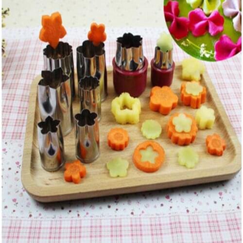 Stainless Steel Puzzle Fruit Vegetable Cutter 8pcs/Set Kitchen Tools Mold Flower Shape Cookie Fondant Pastry Mould Accessories