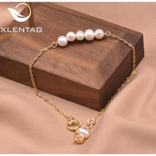 XlentAg 925 Sterling Silver Natural Fresh Water Pearl Adjustable Bracelet For Women Girl Party Gift Luxury Fine Jewelry GB0143