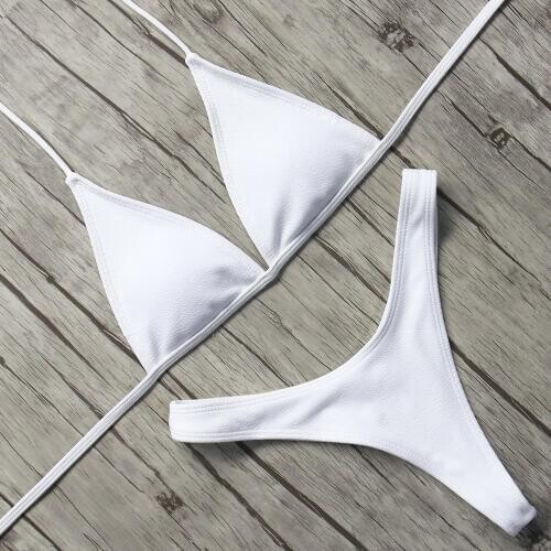 Sexy Bikini 2018 Solid Bikini Set Pure Thongs Push Up Swimsuit Swimwear Womens Swimming Bathing Suit Beachwear Bikini