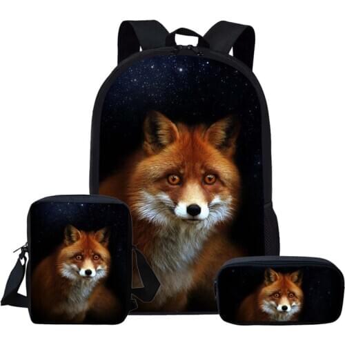 Customzied Cute Fox Printed Schoolbag for Boys Girl Children School bag Teenager Schoolbags Kids Student Women Backpack Mochila