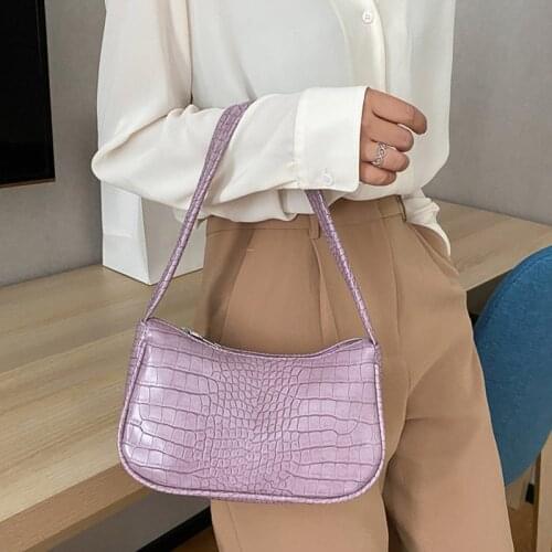 Crocodile Baguette Shape Bags For Women 2020 Trendy Handbag Purse Female Luxury Bags Fashion Design Mini Armpit Shoulder Bag