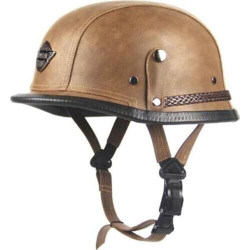 TKOSM Free Shipping Adult Vintage Black Open Face Half Leather Helmet Moto Motorcycle Helmets Motorcycle Motorbike Vespa