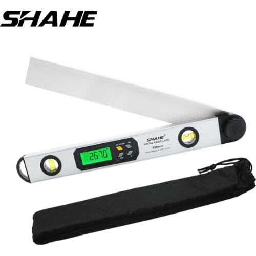 SHAHE Digital Angle Finder 0~225° LCD Inclinometer Protractor 400mm/16 inch Level Angle Ruler for Vertical Horizontal Measuring