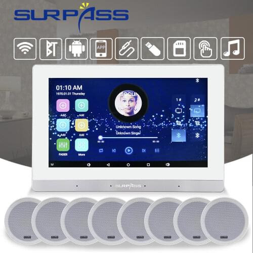 Smart Touch Screen Bluetooth In Wall Amplifier Android Wifi Fm HiFi Stereo Sound Audio Ceiling Speaker Kit Home Theater System