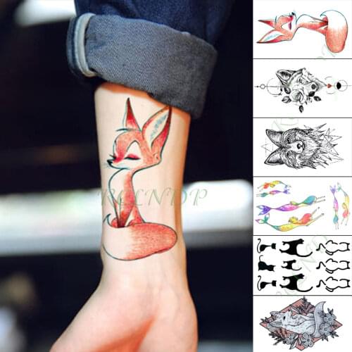 Waterproof Temporary Tattoo Sticker fox wolf cat animal small tatto flash tatoo fake tattoos for girl kid men women
