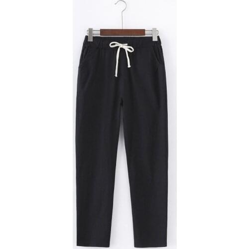 Woman Pants Cotton Linen Trousers Loose Casual Solid Color Women Harem Pants Plus Size Womens Summer