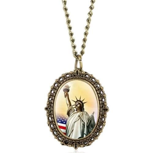 Relogio Feminino Womens Quartz Pocket Watch Vintage Statue of Liberty Pocket Watches Arabic Digital Watch Pendant for Men Women