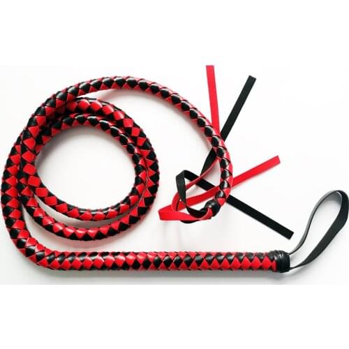 1.9m Leather 4 Plait HorseWhip Bullwhip Bull Whip 6 Feet two color horsewhip Hot Sale