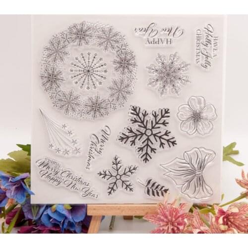 1pc Snowflake Bow Transparent Clear Silicone Stamp Seal Cutting DIY Scrapbooking Rubber Coloring Embossing Diary Decor Reusable