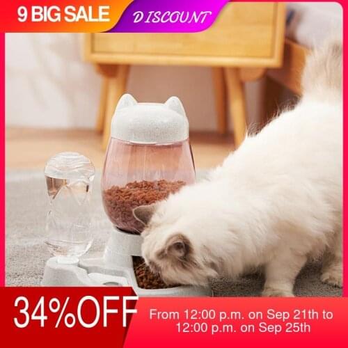 2.2L Pet Dog Cat Automatic Feeder Bowl for Dogs Drinking Water 528ml Bottle Kitten Bowls Slow Food Feeding Container Supplies
