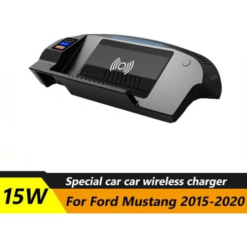 15W Wireless Charger Ford Mustang Accessories QI Mobile Phone Wireless Charging Board Cigarette Lighter Modification