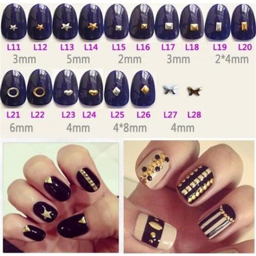 2017 Nail Art Decorations DIY Dot Nail Studs Square Gold 3D Metal Rivets Rhinestones Triangle Manicure tools