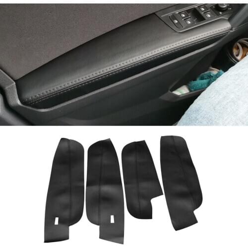 4pcs Soft Leather Door Armrest Cover For VW Tiguan 2017 2018 2019 Car Interior Accessories Door Armrest Panel Cover Trim